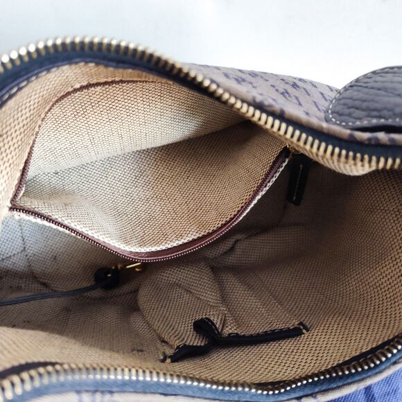 Vintage Dooney & Bourke Bag Signature Y2K 90S Blue Gray Dust Bag Canvas Leather - Picture 11 of 16